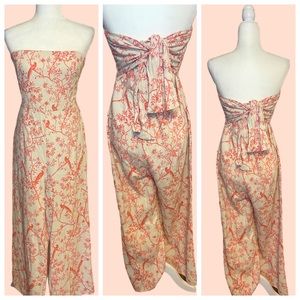 FORE - Strapless Jumpsuit. Zipper back With Tie In Back. Size L